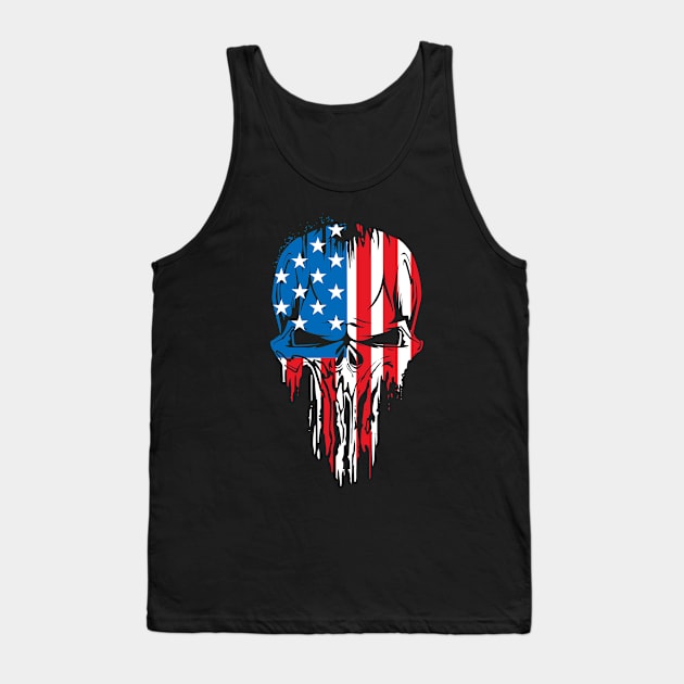 Skull USA flag Tank Top by Doswork